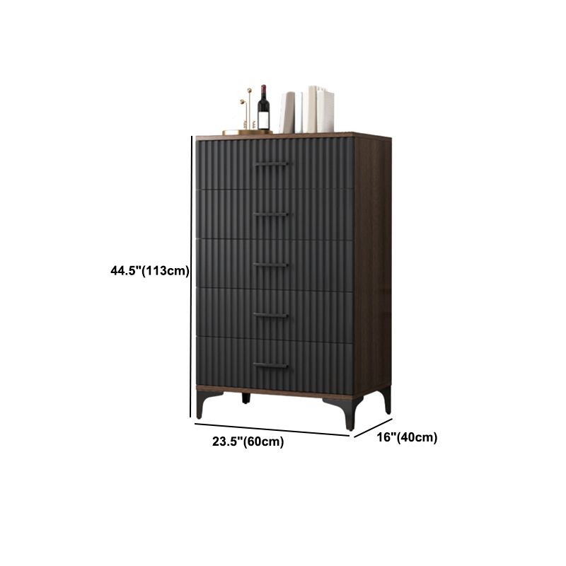 Cofre de acento rectangular contemporáneo con tapa marrón y patas de metal