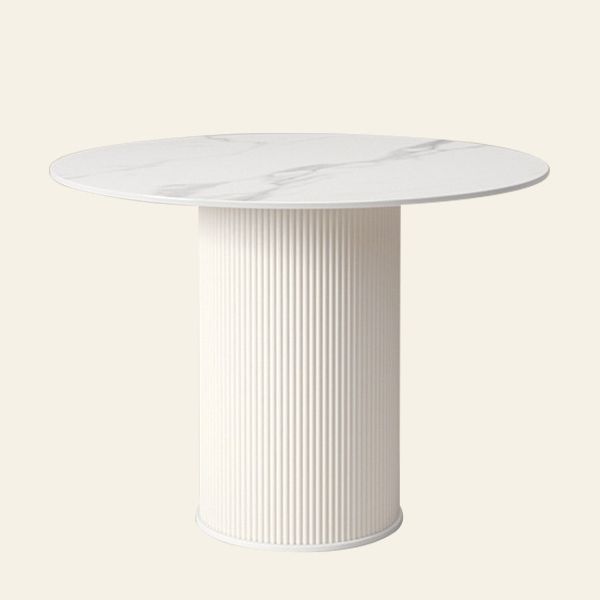 Round Dining Table Modern Black-white Furniture with Pedestal Base for Home