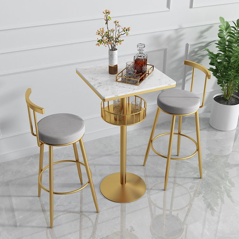 White Glam Style Round Table in Faux Marble and Metal Milk Tea Shop Bar Table Clearhalo 'Bar Furniture' 'Bar Tables' 'bar_tables' 'furn' 'furn_bar_tables' 'Furniture' 'furniture_bar_tables' 'Kitchen & Dining Furniture' 1200x1200_112628cf-cb0a-42a8-ba39-1825871564fe