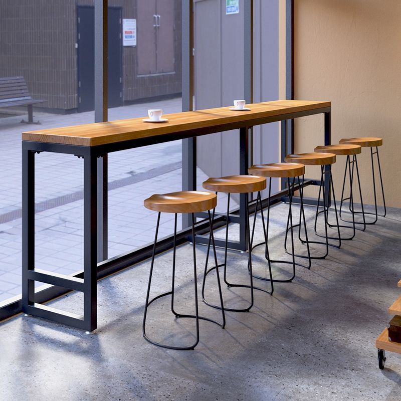 1/7 Pieces Bar Table Set Industrial Style Rectangle Solid Wood Pub Set