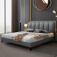 Modern Wingback Bed with Rectangle Upholstered Headboard and Storage