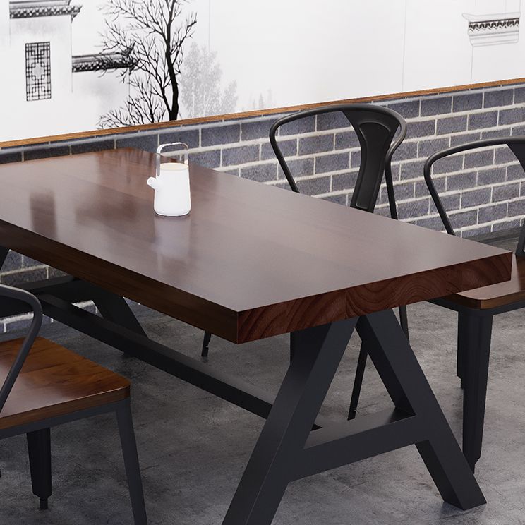 Industrial Kitchen Rectangle Dinner Table Solid Wood Dining Table Clearhalo 'Dining Tables & Seating' 'Dining Tables' 'dining_table' 'furn' 'furn_dining_table' 'Furniture' 'Kitchen & Dining Furniture' 1200x1200_112dac22-d999-4b9f-80ba-84f7316940f8