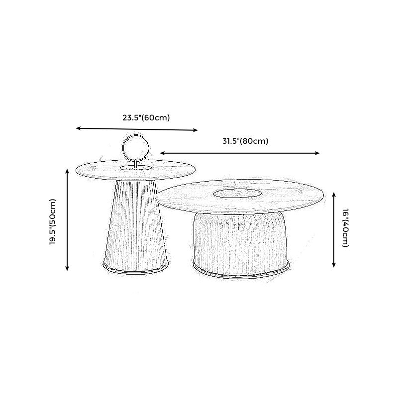 Modern Metal Cocktail Table Round Pedestal Coffee Table - White