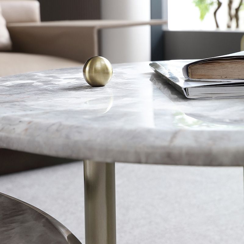 Glam Slate Coffee Table Round Beige Coffee Table Set with 3 Legs Clearhalo 'Coffee & Accent Tables' 'Coffee Tables' 'coffee_tables' 'furn' 'furn_coffee_tables' 'Furniture' 'Living Room Furniture' 1200x1200_112eaed0-2bdb-4491-b4ec-1de2cdf05a4b