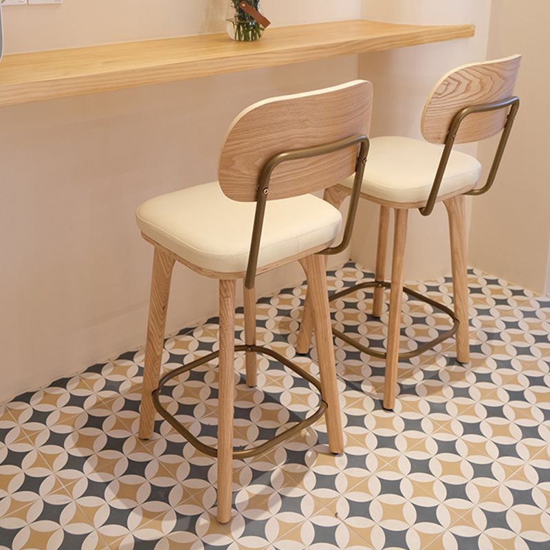 Nordic Style PU Leather Bar-stool Square Seat Counter Bar Stool with Wooden Legs Clearhalo 'Bar Furniture' 'Bar Stools' 'bar_stools' 'furn' 'furn_bar_stools' 'Furniture' 'Kitchen & Dining Furniture' 1200x1200_112eef89-75a8-4dfa-8e98-e23d68d3ab85