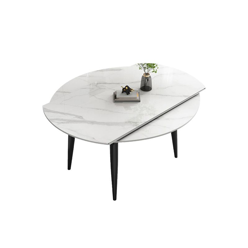 Glam Style Dining Table Stone Top Butterfly Leaf Dining Table