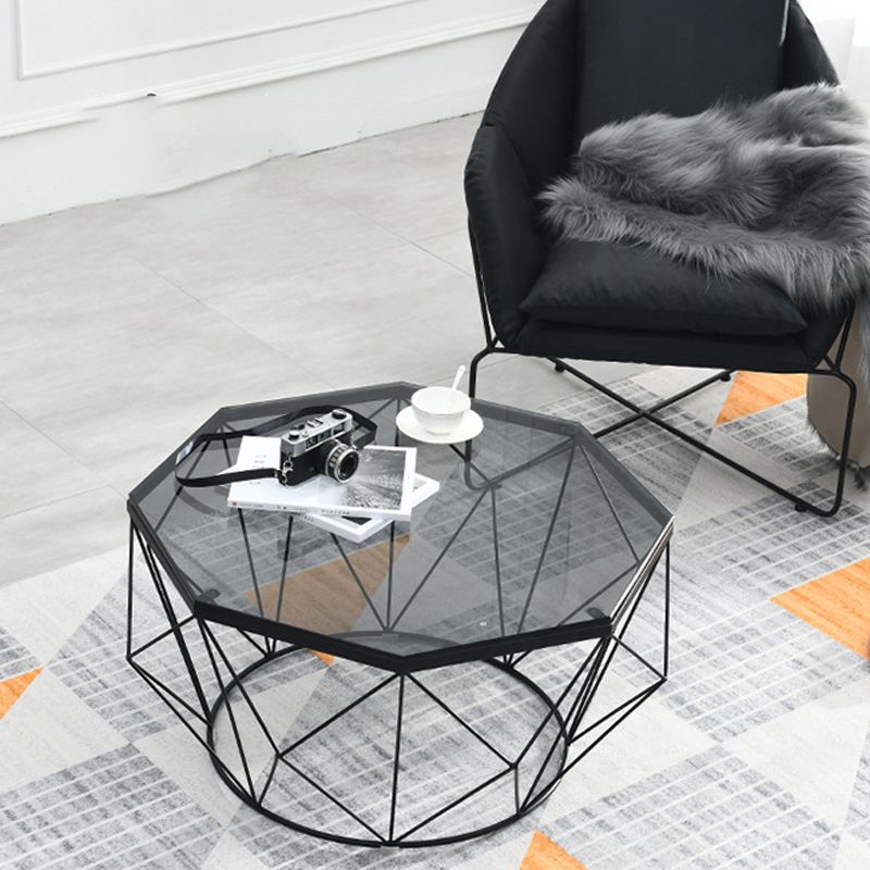 Modern Frame Coffee Table Round Glass Top Coffee Cocktail Table Clearhalo 'Coffee & Accent Tables' 'Coffee Tables' 'coffee_tables' 'furn' 'furn_coffee_tables' 'Furniture' 'Living Room Furniture' 1200x1200_112f3e6b-3af3-43e6-9862-ef462fc8c556