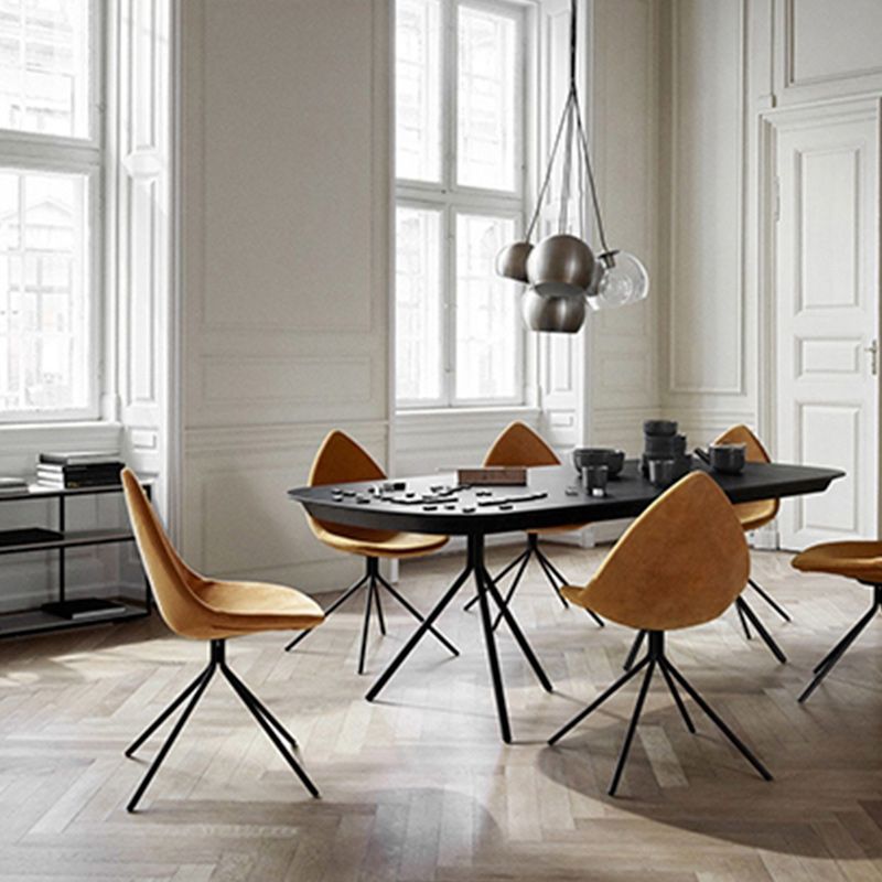 Silla de comedor de comedor moderno sillas de metal negro sillas de comedor sin brazo