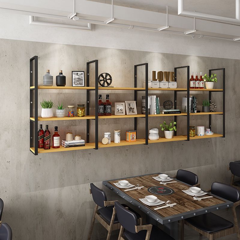 Wall Mounted Storage Bookshelf Industrial Floating Bookcase with Rectangle Shelves