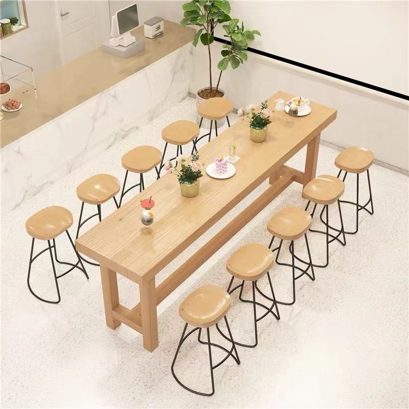 1/6/11 Pieces Modern Rectangular Pub Table Set Wooden Counter Table with Backless Stools Clearhalo 'Bar Furniture' 'furn' 'furn_home_bar_bar_sets' 'Furniture' 'Home Bars & Bar Sets' 'home_bar_bar_sets' 'Kitchen & Dining Furniture' 1200x1200_11335dcf-4f1b-4299-a649-1adcc2f15626