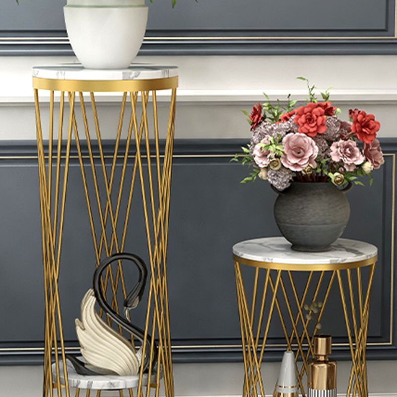 Glam Marble Round Side Table Dia 11.8" Metal Frame End Table with Storage Shelf Clearhalo 'Coffee & Accent Tables' 'End & Side Tables' 'end_side_tables' 'furn' 'furn_end_side_tables' 'Furniture' 'Living Room Furniture' 1200x1200_113399bb-75ae-4c23-94e7-977e88c7b3bd