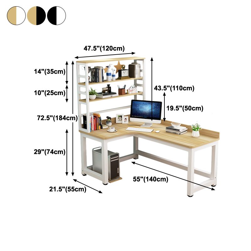 L-Shape Writing Desk Steel H-Shape Table Leg Desk with Shelf Clearhalo 'furn' 'furn_office_desk' 'Furniture' 'furniture_office_desk' 'Office Desks' 'Office Furniture' 'office_desk' 1200x1200_11340495-337a-43a7-8605-cf9950619235