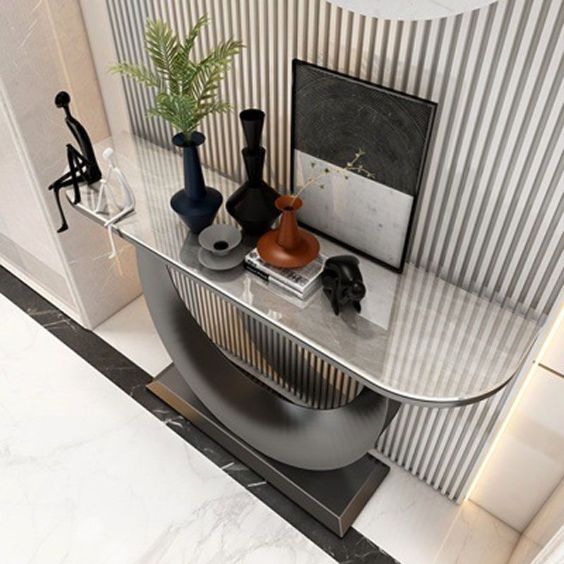 Tavolo di divano console di ferro moderno Stone Mezza Luna Console Tavolino per Hall