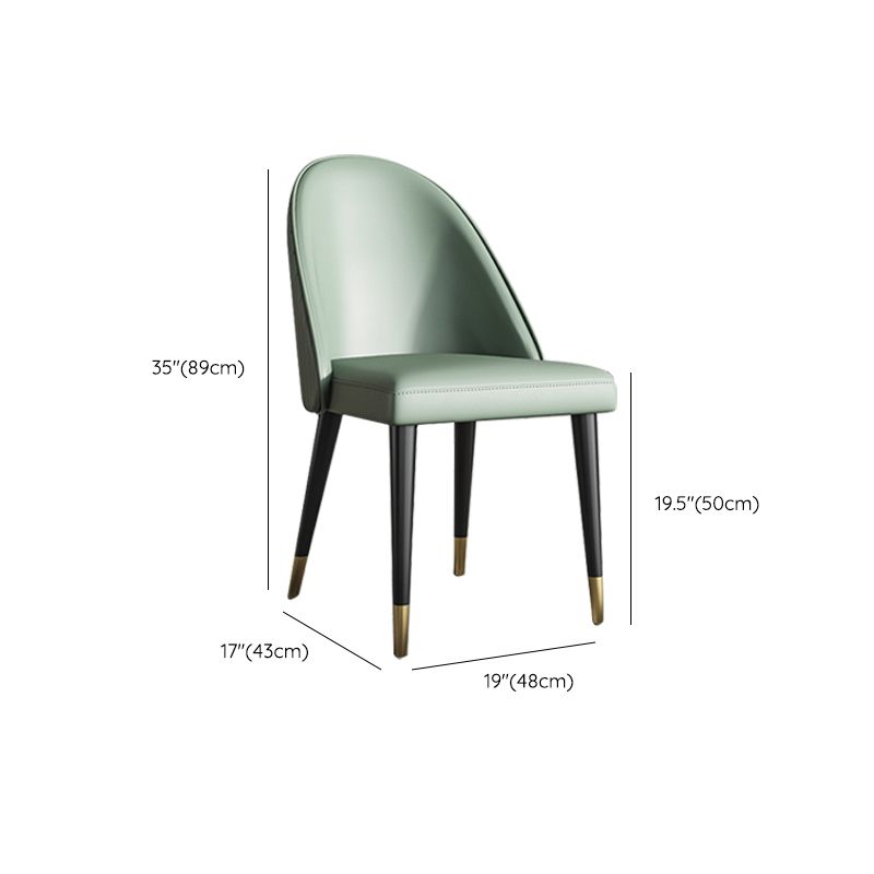 Sillas de comedor de cuero de forma glamorosa sillas laterales sin brazos con patas de madera para cocina