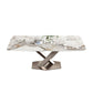 Stone Top Dining Table Rectangle Modern Table with Pedestal Base