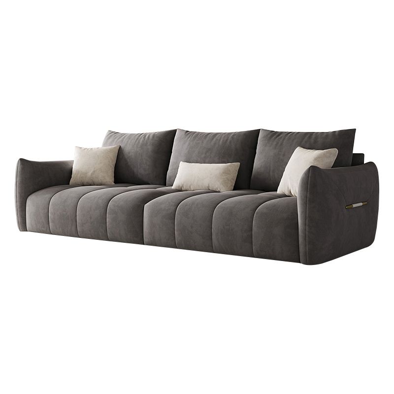 Contemporary Solid Color Pillow Back Square Arm Sofa For Living Room