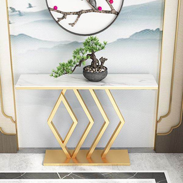 Contemporary Stone Console Sofa Table Rectangle Iron End Table for Hall Clearhalo 'Console Tables' 'console_tables' 'Entry & Mudroom Furniture' 'furn' 'furn_console_tables' 'Furniture' 1200x1200_113bd1e2-8d92-4d98-a49a-580530c7ab7c