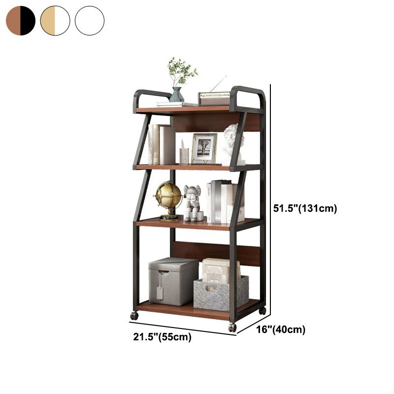 Industrial Etagere Bookshelf Steel Frame Manufactured Wood Shelf with Caster Wheels Clearhalo 'Bookcases' 'Furniture' 'furniture_bookcases' 'kitchen' 'kitchen_bookcases' 'Living Room Furniture' 'Office Furniture' 1200x1200_113d23ae-4db9-432e-9beb-511ffa0fdfb1