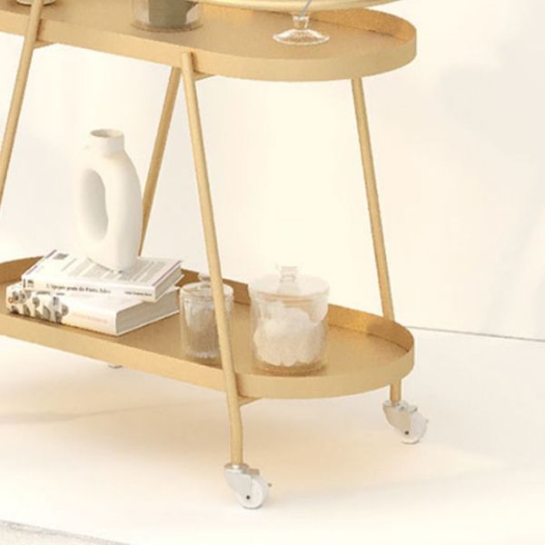 Glam Living Room Accent Side Table Double Tier Oval Metal with Shelf  Corner Table