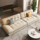 Beige 4-seater Armless Sofa Contemporary Sewn Pillow Back Sofa