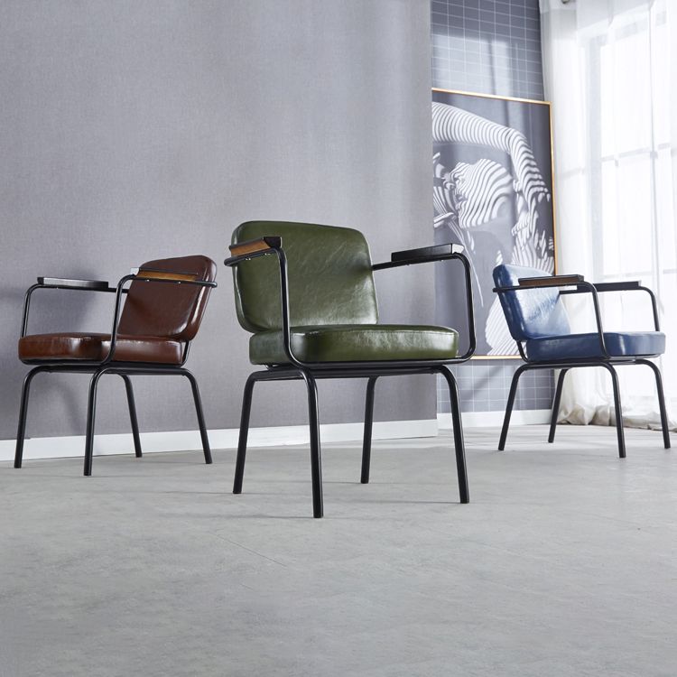 Metal Industrial Dining Room Chair Metallic Finish Parsons Dining Arm Chair Clearhalo ' kitchen&dining_furn' 'Dining Chairs' 'Dining Tables & Seating' 'dining_chair' 'furn' 'furn_dining_chair' 'Furniture' 'furniture_dining_chair' 'Kitchen & Dining Furniture' 'kitchen' 1200x1200_1140ad6b-e288-48f2-b330-89d5d329f9f4