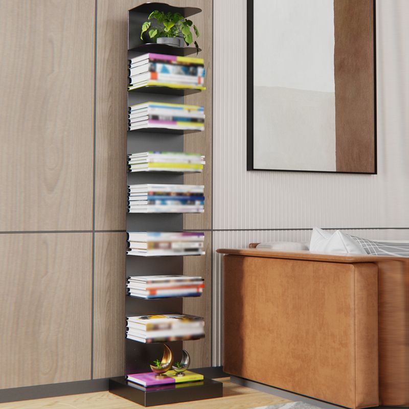 White and Black Corner Bookshelf Closed Back Contemporary Iron Bookshelf Clearhalo 'Bookcases' 'Furniture' 'furniture_bookcases' 'kitchen' 'kitchen_bookcases' 'Living Room Furniture' 'Office Furniture' 1200x1200_1143c62a-ff3e-427b-822e-93a4dfd631a5