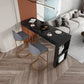 Juego de mesa de bar Glam de piedra sinterizada de 1/2/3 piezas, mesa de bar rectangular con patas de metal