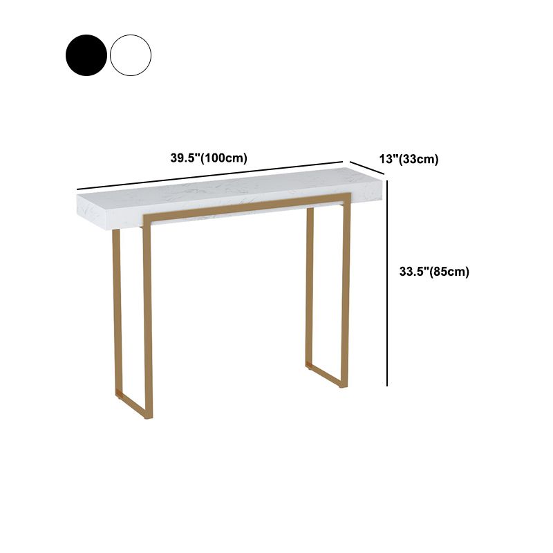 Tavolo da console glam di marmo e metallo rettangolo in bianco e nero