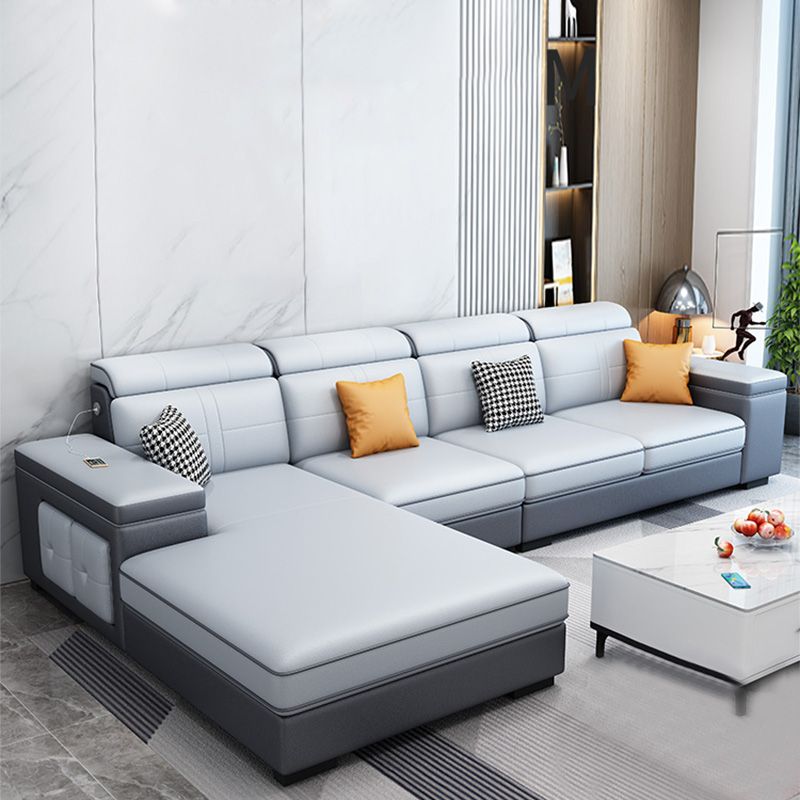 4-seat Mid Century Modern Sofa & Chaise Sewn Pillow Back Sofa Clearhalo 'furn' 'furn_sectionals' 'Furniture' 'Living Room Furniture' 'Sectionals' 1200x1200_114b930c-2504-4925-beb1-8c1c19d85bb7