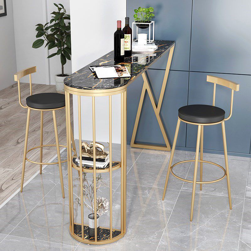 1/3 Pieces Glam Iron Bar Table Set Sintered Stone Top Bistro Set with Shelf Clearhalo 'Bar Furniture' 'furn' 'furn_home_bar_bar_sets' 'Furniture' 'Home Bars & Bar Sets' 'home_bar_bar_sets' 'Kitchen & Dining Furniture' 1200x1200_114ecd4a-306b-4459-a8d1-dd5150218534