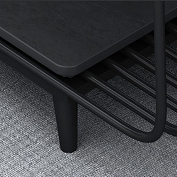 17.7" H Glam Rectangle Slate Coffee Table Iron 4 Legs Cocktail Table with Shelf Clearhalo 'Coffee & Accent Tables' 'Coffee Tables' 'coffee_tables' 'furn' 'furn_coffee_tables' 'Furniture' 'Living Room Furniture' 1200x1200_114fb213-244a-411c-8b24-5f32e27da9a8
