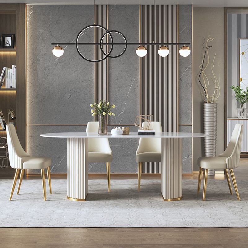 Glam Sintered Stone White Dining Table Oval Standard Dining Table for Kitchen Clearhalo ' dining_table' 'Dining Tables & Seating' 'Dining Tables' 'furn' 'furn_dining_table' 'Furniture' 'furniture_dining_table' 'Kitchen & Dining Furniture' 'kitchen&dining_furn' 'kitchen' 'kitchen_dining_table' 1200x1200_115128b9-3fb6-4502-8684-cc5b20070bee