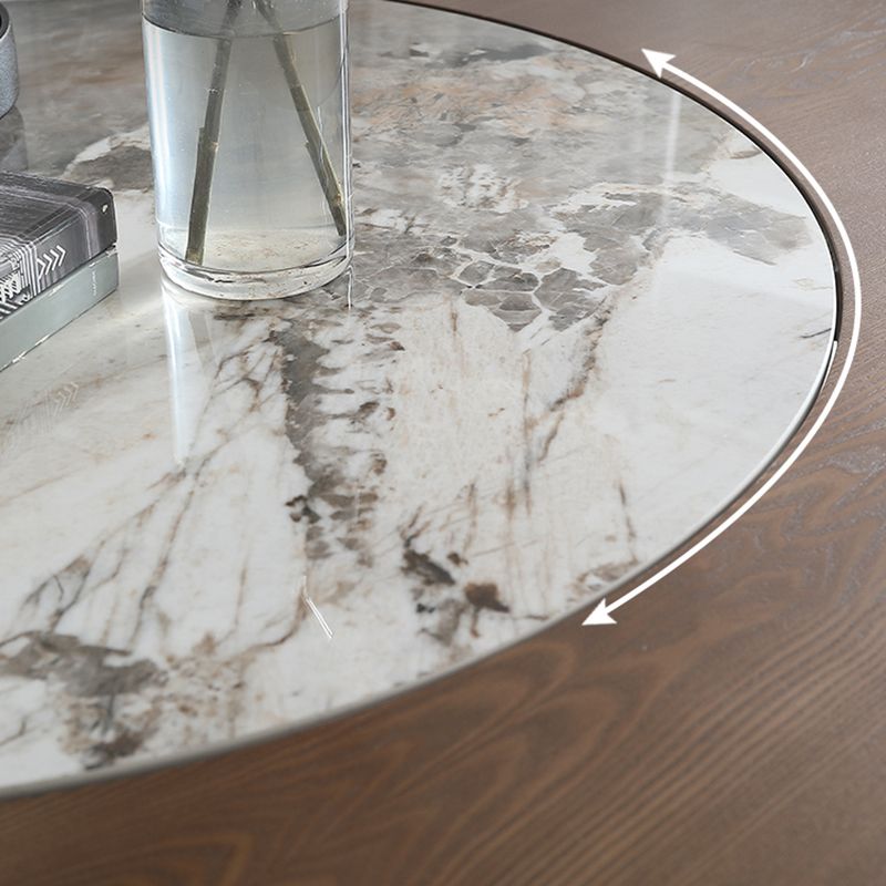 Walnut Color Solid Wood Round Dining Table Round Turntable Furniture with Pedestal Base Clearhalo 'Dining Tables & Seating' 'Dining Tables' 'dining_table' 'furn' 'furn_dining_table' 'Furniture' 'Kitchen & Dining Furniture' 1200x1200_11527065-7c90-4708-864b-f91a20283005