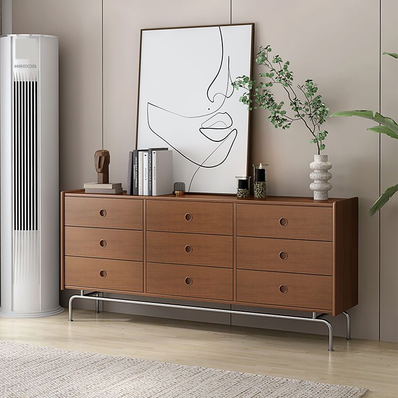 Cómoda cómoda de almacenamiento moderna, cómoda de madera maciza con cajones 5/6/9