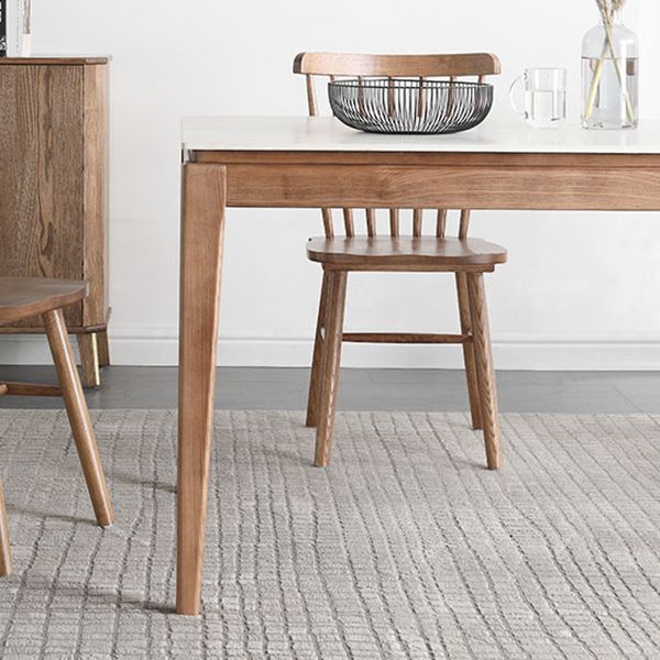 Mesa rectangular de comedor de estilo moderno Mesa de comedor de piedra sinterizada con patas de madera