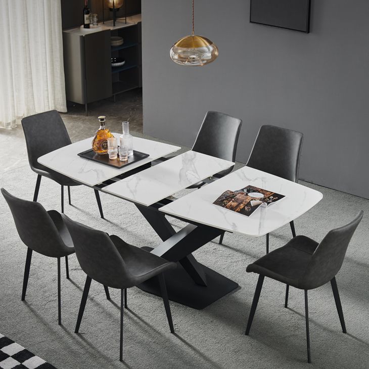 Rectangle Dining Site Table Contemporary Stone Dining Room Collection with Pedestal Clearhalo ' dining_table' 'Dining Tables & Seating' 'Dining Tables' 'furn' 'furn_dining_table' 'Furniture' 'furniture_dining_table' 'Kitchen & Dining Furniture' 'kitchen&dining_furn' 'kitchen' 'kitchen_dining_table' 1200x1200_115676c0-acd2-48ee-ac10-575a99b4b924