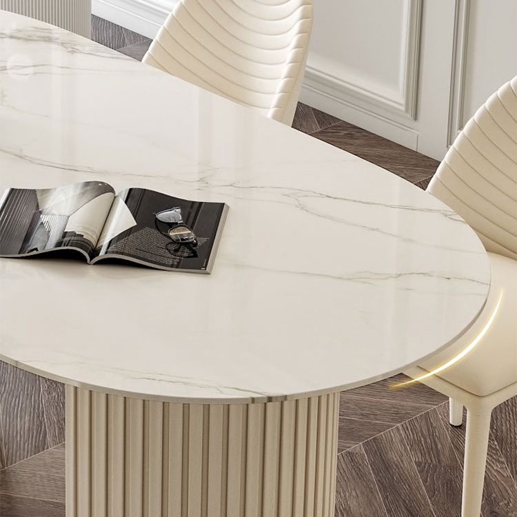 Traditional Luxury Dining Table Oval Sintered Stone White Dining Table for Home Use Clearhalo 'Dining Tables & Seating' 'Dining Tables' 'dining_table' 'Furniture' 'furniture_dining_table' 'Kitchen & Dining Furniture' 'kitchen' 'kitchen_dining_table' 1200x1200_11591a93-ff2a-43ec-aa8d-75aae132525b