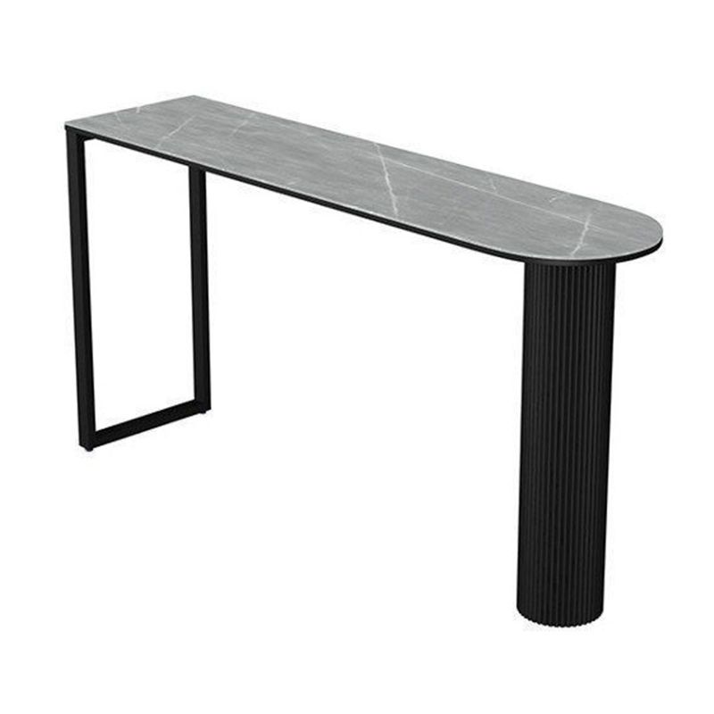 Rechthoekige stenen bar eettafel Bartafel met metalen basis op hoogte
