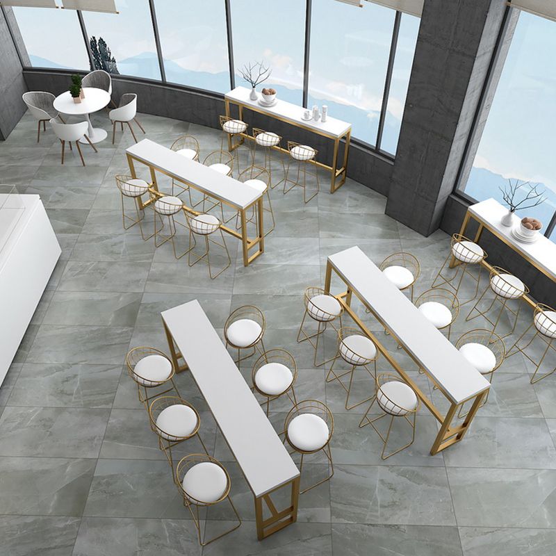 Glam Pub Table with Metal Base White Wood Top Bar Table for Living Room Clearhalo 'Bar Furniture' 'Bar Tables' 'bar_tables' 'furn' 'furn_bar_tables' 'Furniture' 'Kitchen & Dining Furniture' 1200x1200_11599601-5cc9-43ef-ada9-0ebd9c8d619a