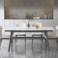 Modern White Rectangular Stone Dining Table with 4 Steel Foot