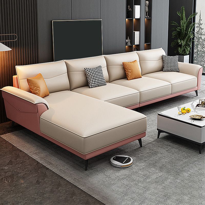 Modern Pillow Top Arm Sectional 35.43"High Cushion Back Sofa and Chaise Clearhalo 'furn' 'furn_sectionals' 'Furniture' 'furniture_sectionals' 'Living Room Furniture' 'Sectionals' 1200x1200_115ee4ed-10c2-41a9-8d0d-b8fcb2b36faf