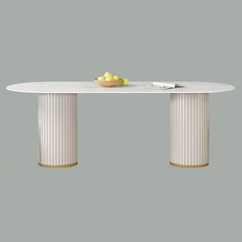 Metal Contemporary Oval Dining Table Sintered Stone Top Table for Home Clearhalo 'Dining Tables & Seating' 'Dining Tables' 'dining_table' 'furn' 'furn_dining_table' 'Furniture' 'Kitchen & Dining Furniture' 1200x1200_115f2224-00e5-46e5-a4a9-e5437312b6c2