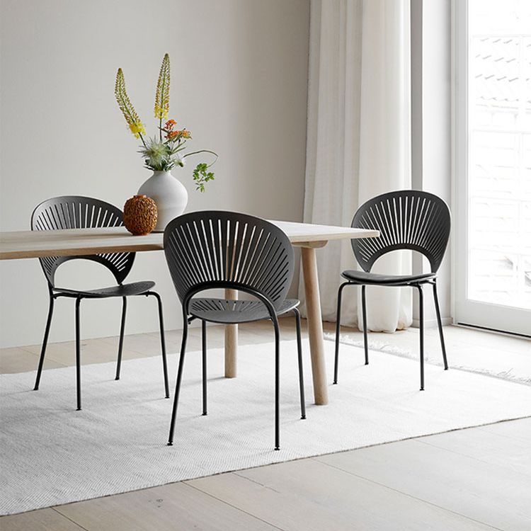 Scandinavian Style Open Back Dining Side Chair with Metal Legs Armless Side Chairs for Home Clearhalo ' kitchen&dining_furn' 'Dining Chairs' 'Dining Tables & Seating' 'dining_chair' 'furn' 'furn_dining_chair' 'Furniture' 'furniture_dining_chair' 'Kitchen & Dining Furniture' 'kitchen' 1200x1200_116035a4-ae02-4991-8cf2-8ebe5f947b90