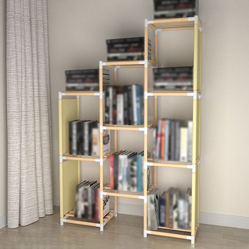 Contemporary Style Bookshelf Open Back Solid Wood in Natural Book Shelf Clearhalo 'Bookcases' 'Furniture' 'furniture_bookcases' 'kitchen' 'kitchen_bookcases' 'Living Room Furniture' 'Office Furniture' 1200x1200_116082a0-feb6-4498-a90a-35f736ab9578