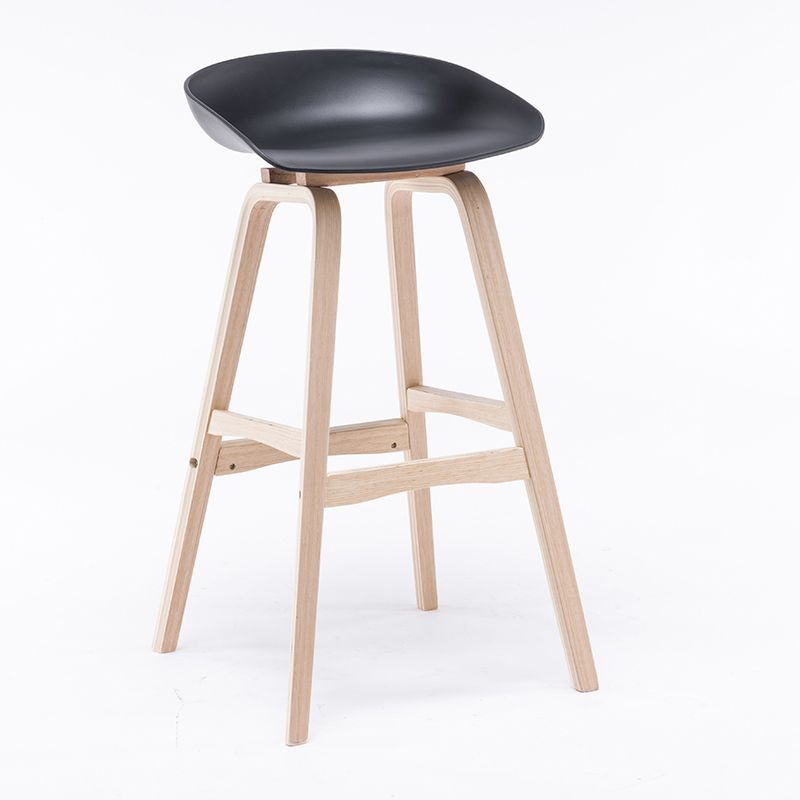 Contemporary Solid Wood Plastic Barstool Indoor Bar Stool with Low Back Clearhalo 'Bar Furniture' 'Bar Stools' 'bar_stools' 'furn' 'furn_bar_stools' 'furniture_bar_stools' 'Kitchen & Dining Furniture' 'kitchen&dining_furn' 'kitchen' 'kitchen_furn' Furniture' 1200x1200_1160b74c-9ccd-4627-b024-ed81f9fb3cd9