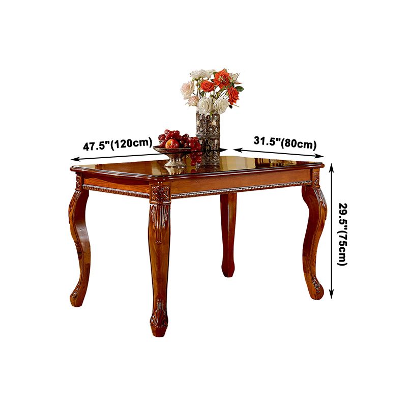 Rectangle 4 Legs Mid-Century Dining Table Wood Color Fixed Table of Solid Wood Clearhalo ' dining_table' 'Dining Tables & Seating' 'Dining Tables' 'furn' 'furn_dining_table' 'Furniture' 'furniture_dining_table' 'Kitchen & Dining Furniture' 'kitchen&dining_furn' 'kitchen' 'kitchen_dining_table' 1200x1200_1160c7df-d9f6-4c2e-b9d2-ed5f7a83f4d2