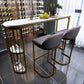 Glam Gold Iron Bar Table Faux Marble White Top Specialty 41.3"H Bistro Table with Storage Clearhalo 'Bar Furniture' 'Bar Tables' 'bar_tables' 'furn' 'furn_bar_tables' 'Furniture' 'furniture_bar_tables' 'Kitchen & Dining Furniture' 1200x1200_1161ddd8-6450-462d-8708-1ccfdcd9d1d2