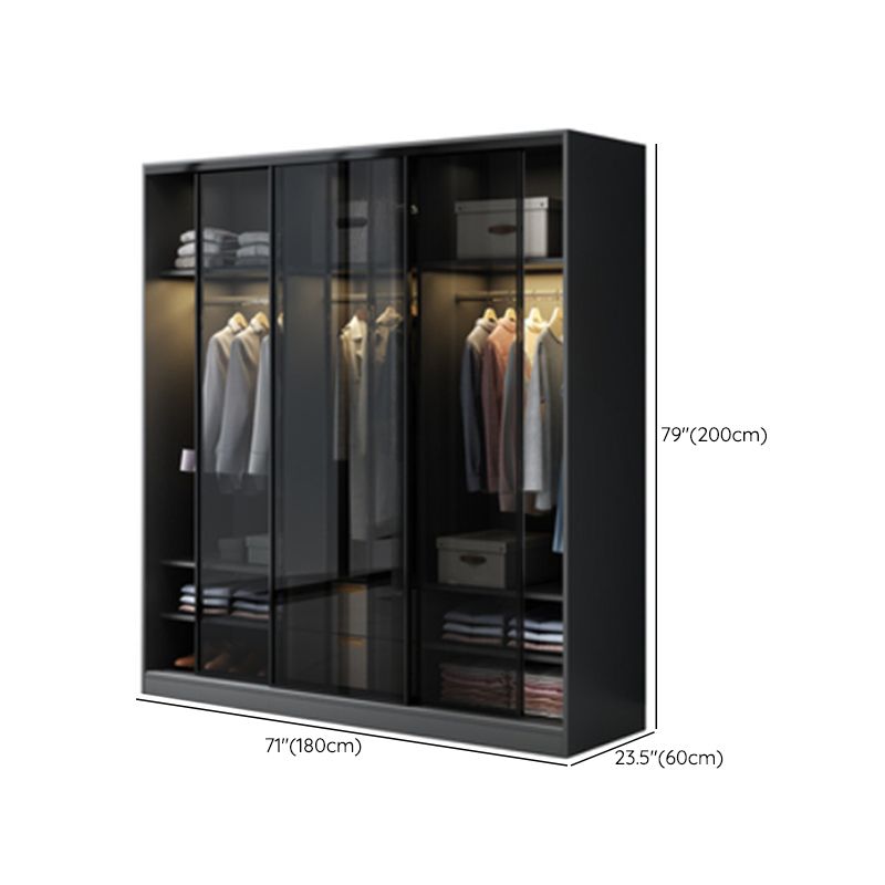 Contemporary Wood and Tempered Glass Wardrobe Freestanding Wardrobe Armoire without Light Clearhalo 'Armoires & Wardrobes' 'armoires_wardrobes' 'Bedroom Furniture' 'furn' 'furn_armoires_wardrobes' 'Furniture' 1200x1200_1161e370-b7bb-470d-8948-bc3dd674fee4