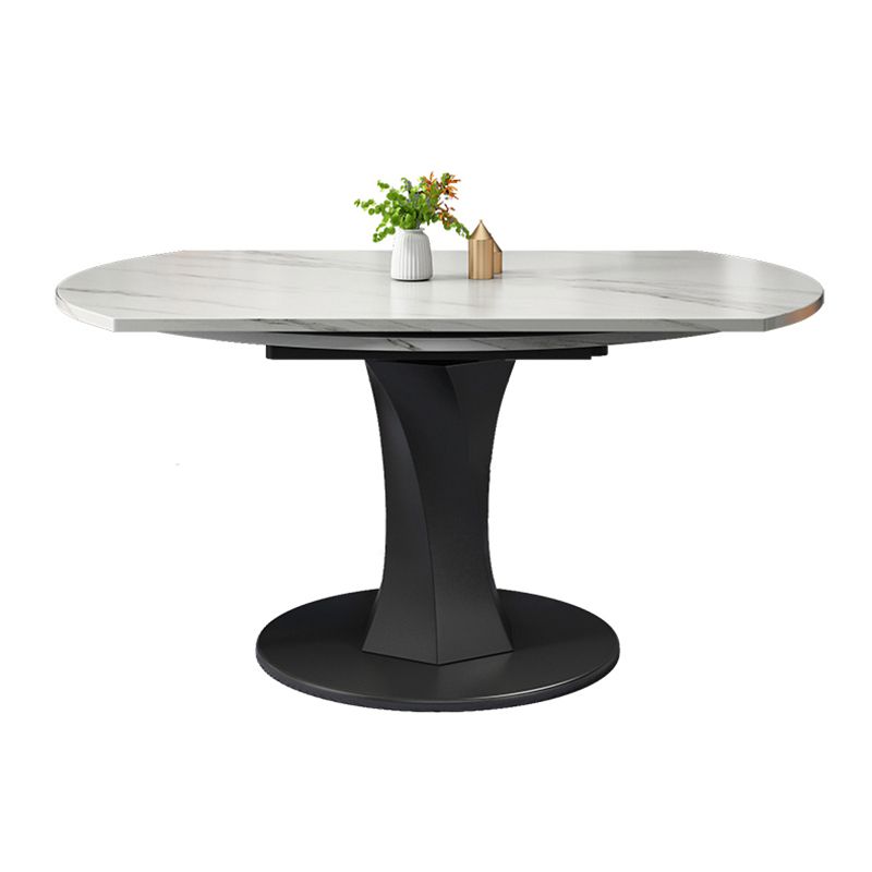 Modern Style Sintered Stone Dining Table White Round Drop-Leaf Table with Pedestal Base Clearhalo ' dining_table' 'Dining Tables & Seating' 'Dining Tables' 'furn' 'furn_dining_table' 'Furniture' 'furniture_dining_table' 'Kitchen & Dining Furniture' 'kitchen&dining_furn' 'kitchen' 'kitchen_dining_table' 1200x1200_116251af-4a40-498c-a775-3703f29ff2c1