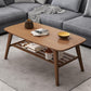 Base rectangulaire à 4 pieds en bois massif de style nordique, avec support de rangement, table basse
